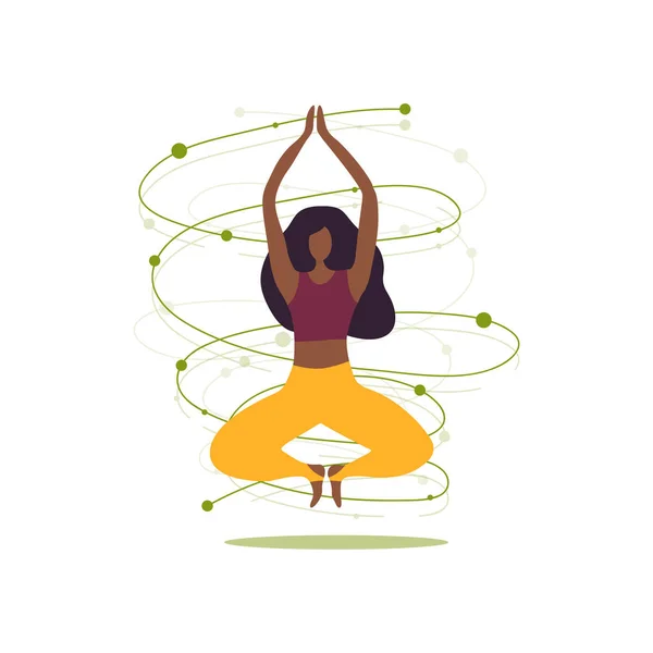 Femme afro-américaine faisant du yoga — Image vectorielle