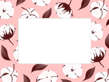 Pamuk çiçekli izole fotoğraf çerçevesi