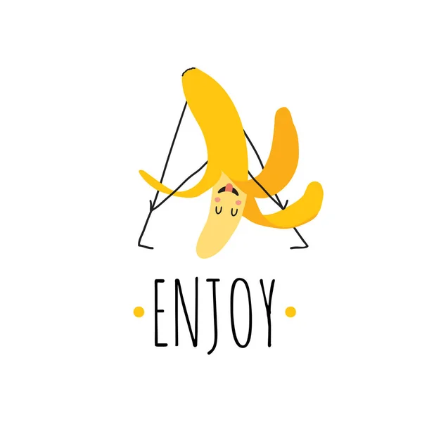 Enjoy card with cute character banana — ストックベクタ