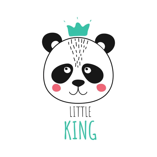 Isolated cute panda with crown — 스톡 벡터