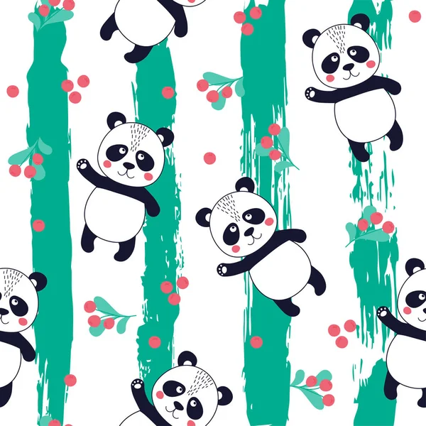 Zökkenőmentes minta aranyos panda — Stock Vector