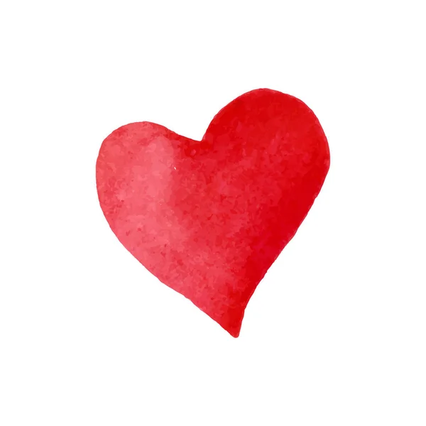 Watercolor red heart. Love icon — Stock Vector