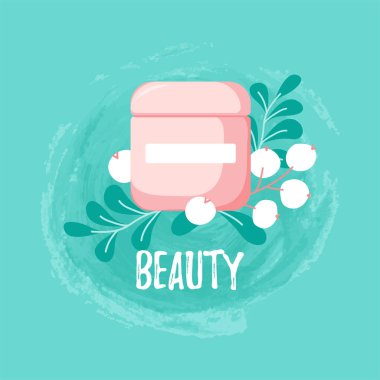 Meyveli ve yeşil yapraklı krema.