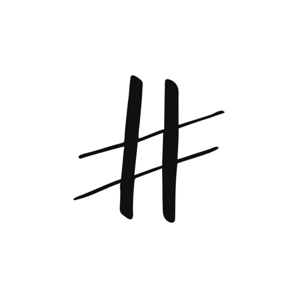 Hashtag sociale isolato disegnato a mano — Vettoriale Stock