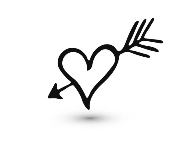 Silhueta de coração isolado desenhado à mão — Vetor de Stock