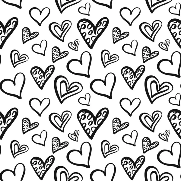 Pattern with Doodle rough heart — 스톡 벡터