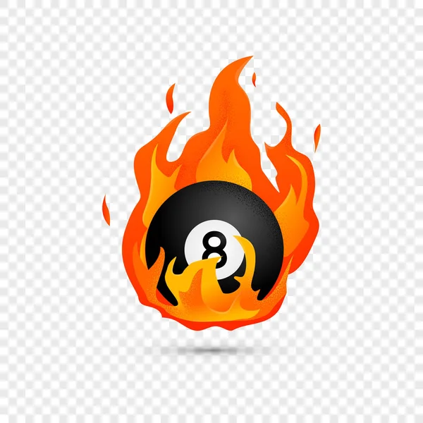 在火中飞行的黑色台球八号 — 图库矢量图片