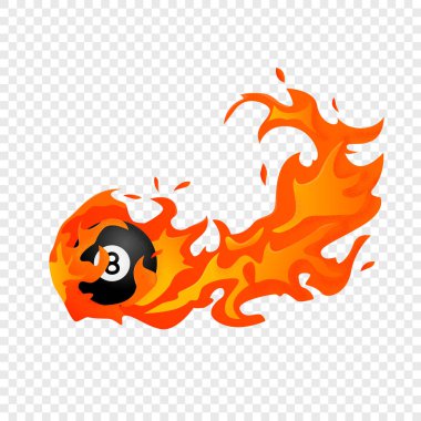 Flying black billiard eight ball in fire vector Flying black billiard eight ball in fire vector