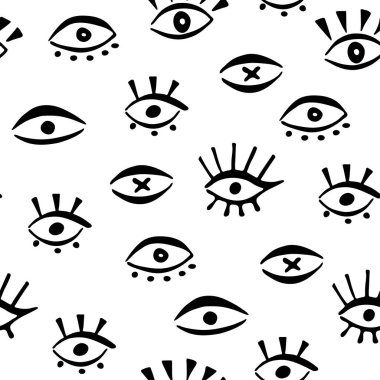 Kusursuz desen, el çizimi göz.