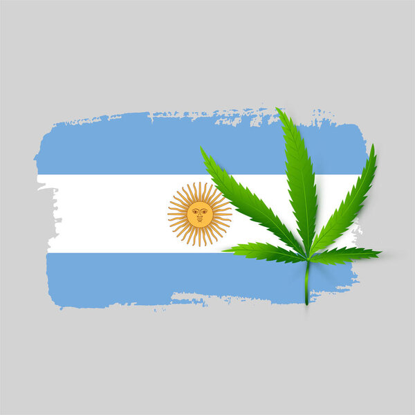 Argentina flag with realistic cannabis