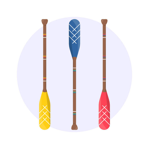 Set of cute oar paddle boat in cartoon