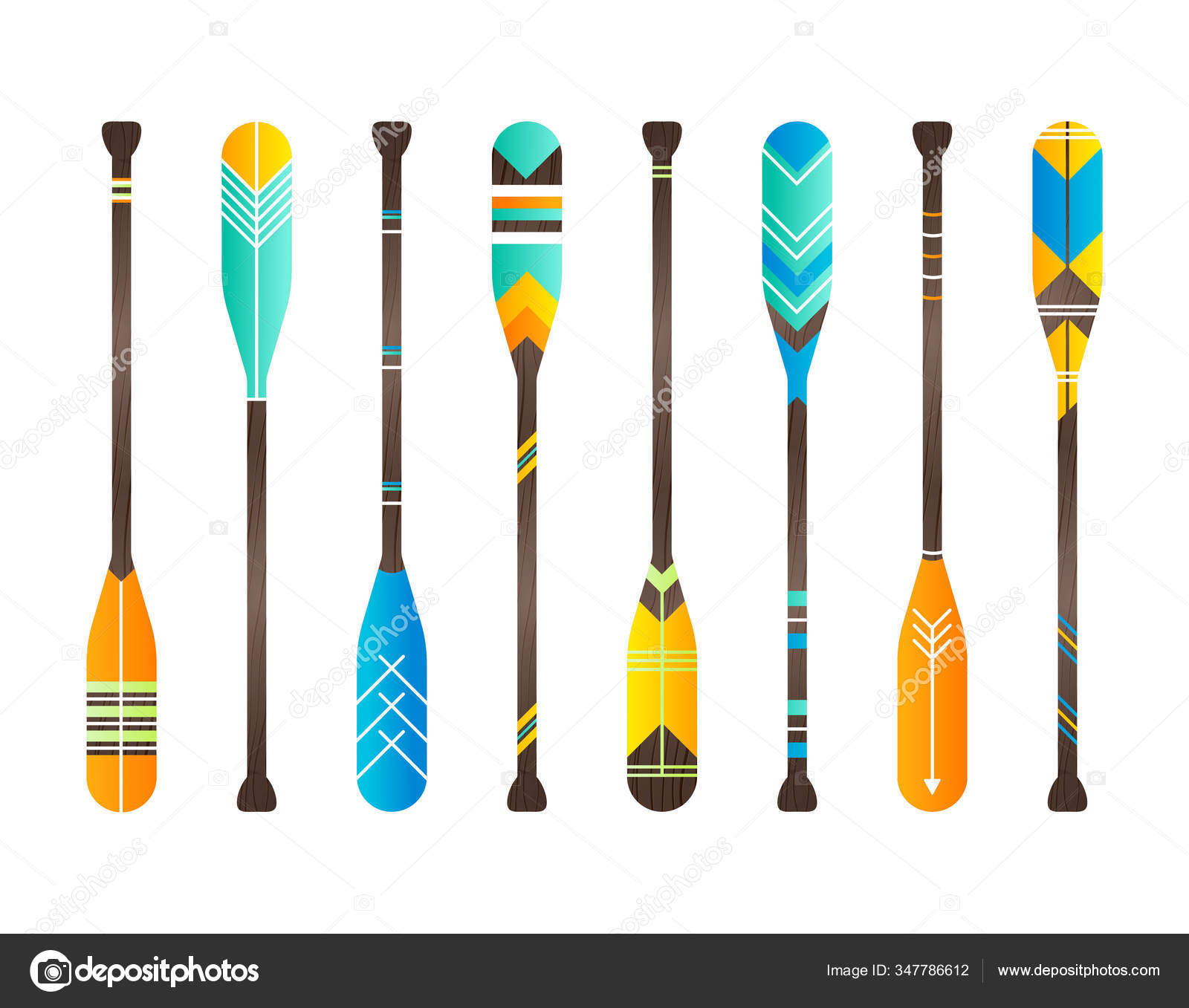 Conjunto de remo realista. Madera aislada Vector de stock #347786612 de  ©osbkin_, image size:1600x1357