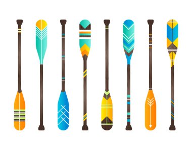 Gerçekçi kürek seti. İzole ahşap