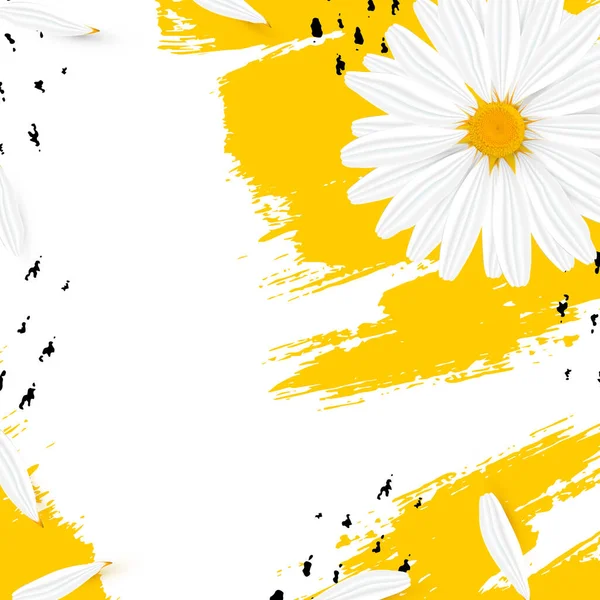 Template background with realistic chamomile — Stockvektor