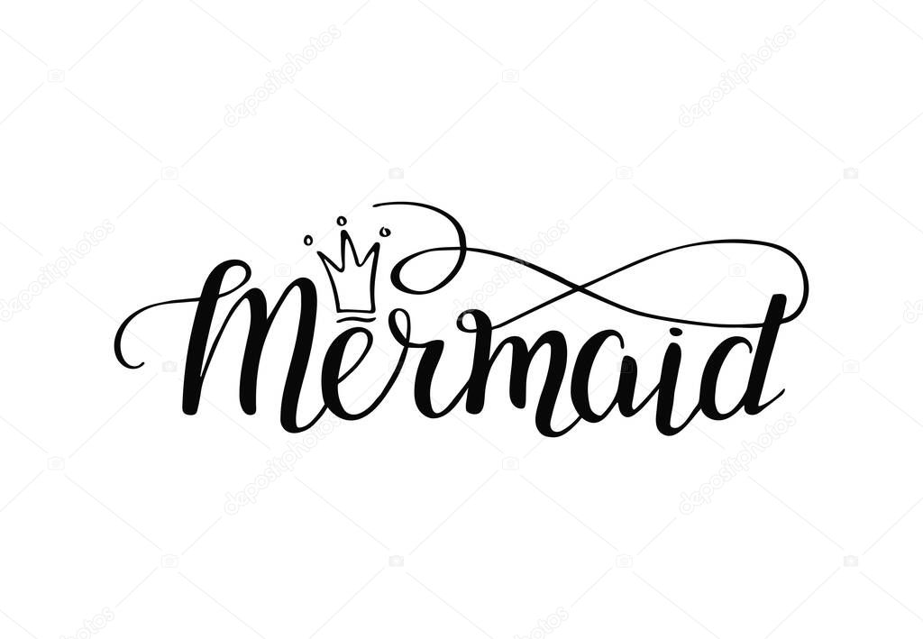 Mermaid text with crow