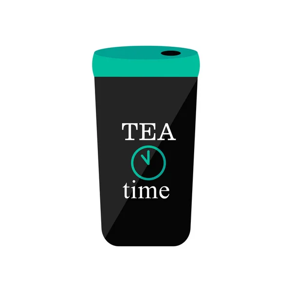 La taza termo con té para la mañana — Archivo Imágenes Vectoriales