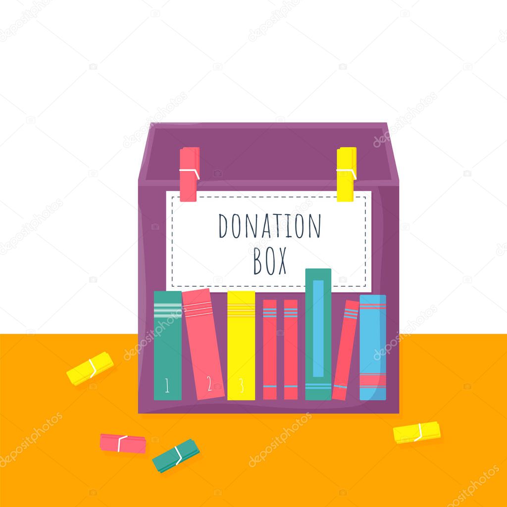Donation box with books