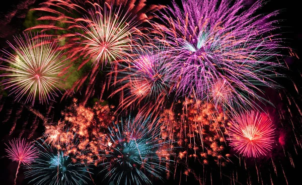Vuurwerk Kleurrijke Behang Viering — Stockfoto