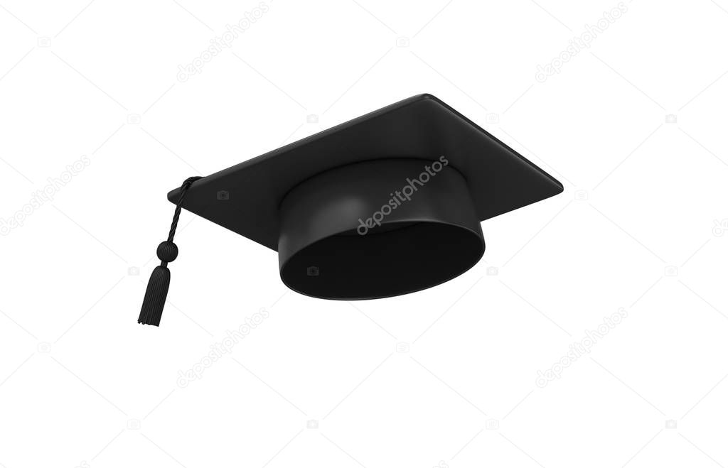 Black graduation hat 3D render