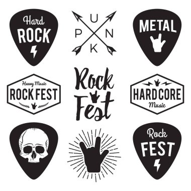 Rock fest rozet/etiket vektör set