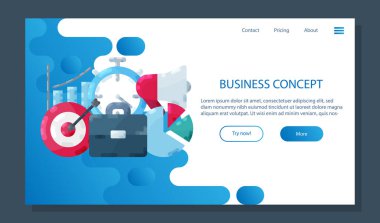İş sitesi afişi. Yönetim İniş Sayfası İş Konsepti Vektör Sembolleri Finansal grafik tasarım posteri, strateji, pazarlama, seo, lojistik, bankacılık, Motivasyon Üretimi için düz stil