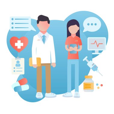 Doktor çevrimiçi danışma. Tıbbi iniş sayfası, akıllı telefondaki teşhis teknolojisi, sağlık hizmetleri web sitesi tasarımı. Doktor Uygulama Hizmetleri posterine sor. Düz karakter vektör illüstrasyonu