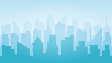 Modern City Skyline. Şehir manzarası. Düz zamanlı şehir manzaralı binalar. Şehir siluetleri web sitesi şablon arka planı