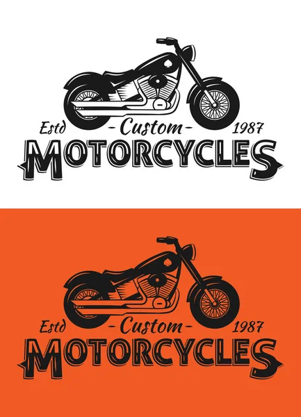 Anpassad Motorcykelaffär Badge Eller Label Vintage Biker Bygger Reparerar Service — Stock vektor