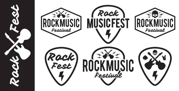 Insignia Del Festival Rock Conjunto Vectores Etiqueta Para Señalización Bandas — Vector de stock