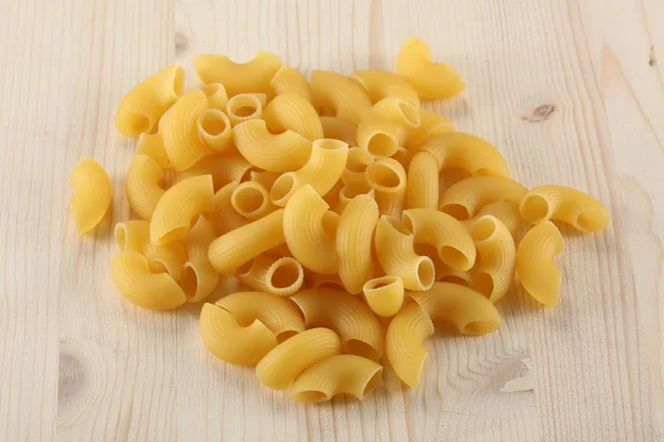 Uncooked Dry Pasta Wooden Table Space Your Text — Stock Photo, Image