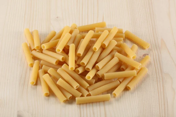 Uncooked Dry Pasta Wooden Table Space Your Text — Stock Photo, Image