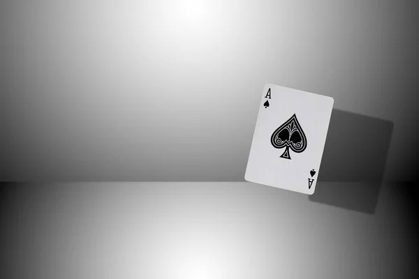 Покер Карты Летать Черно Белом Фоне Копией Spac — стоковое фото
