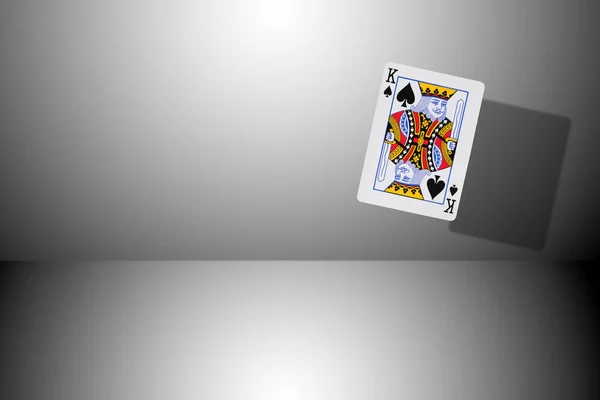 Poker Card Flying Black White Background Copy Spac — Stock Photo, Image