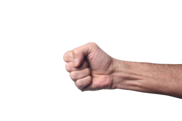 Mano Del Hombre Haciendo Gesto Aislar Sobre Fondo Blanco — Foto de Stock