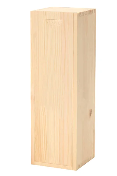 Wood Gift Box Wine Isolated White Background Clipping Path — Stock Photo, Image