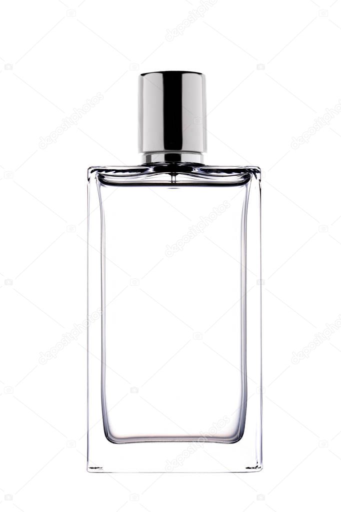 perfume bottle isolated on white background with clipping path and copy space for your text