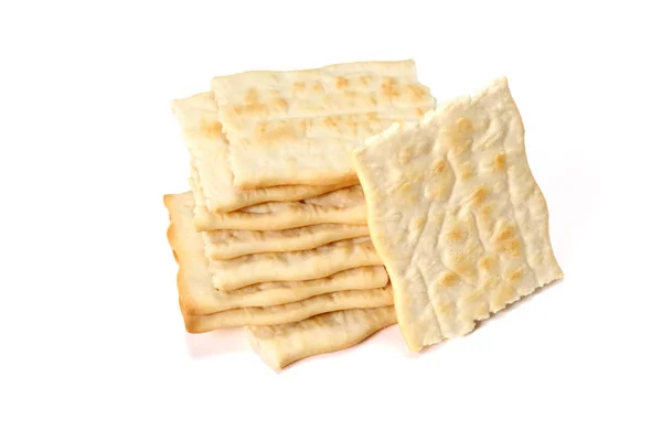 Mucchio Cracker Pane Isolato Sfondo Bianco Con Spazio Copia Testo — Foto Stock