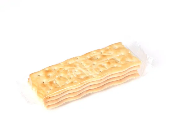 Verpakt Cracker Geïsoleerd Witte Achtergrond Met Kopieerruimte Voor Ypour Tekst — Stockfoto