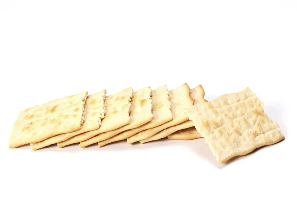 Heap Bread Cracker Isolated White Background Copy Space Your Text — Stock Photo, Image