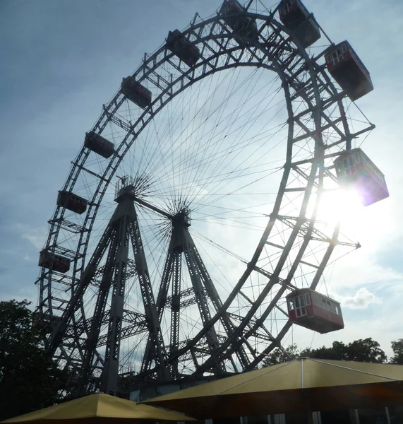 Vienna Austria August 2019 Old Ferries Wheel Prater Luna Park — Stock Photo, Image