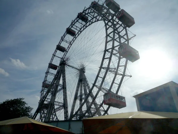 Vienna Austria August 2019 Old Ferries Wheel Prater Luna Park — Stock Photo, Image