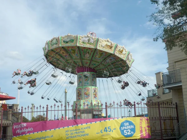 Vienna Austria August 2019 People Carousel Prater Luna Park — Stock Photo, Image