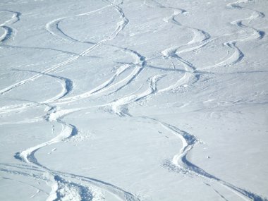 Metnin için kopyalama alanı olan toz karda kayak ve snowboard pisti