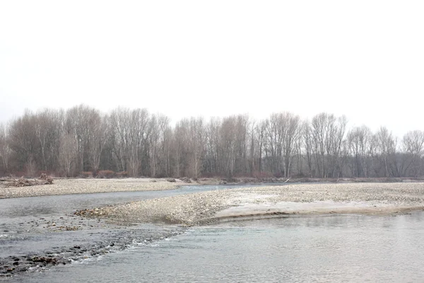 Vista Panorámica Río Invierno Con Espacio Copia Para Texto —  Fotos de Stock