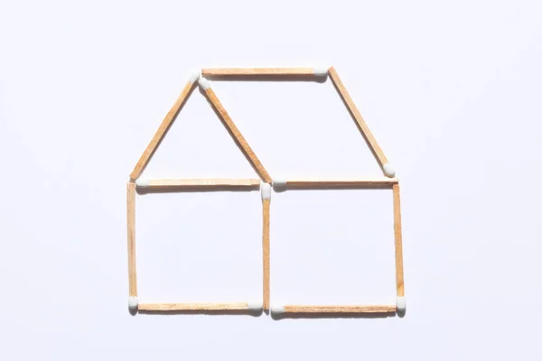 House Real Estate Concept Abstract House Made Matches Isolated White — 스톡 사진