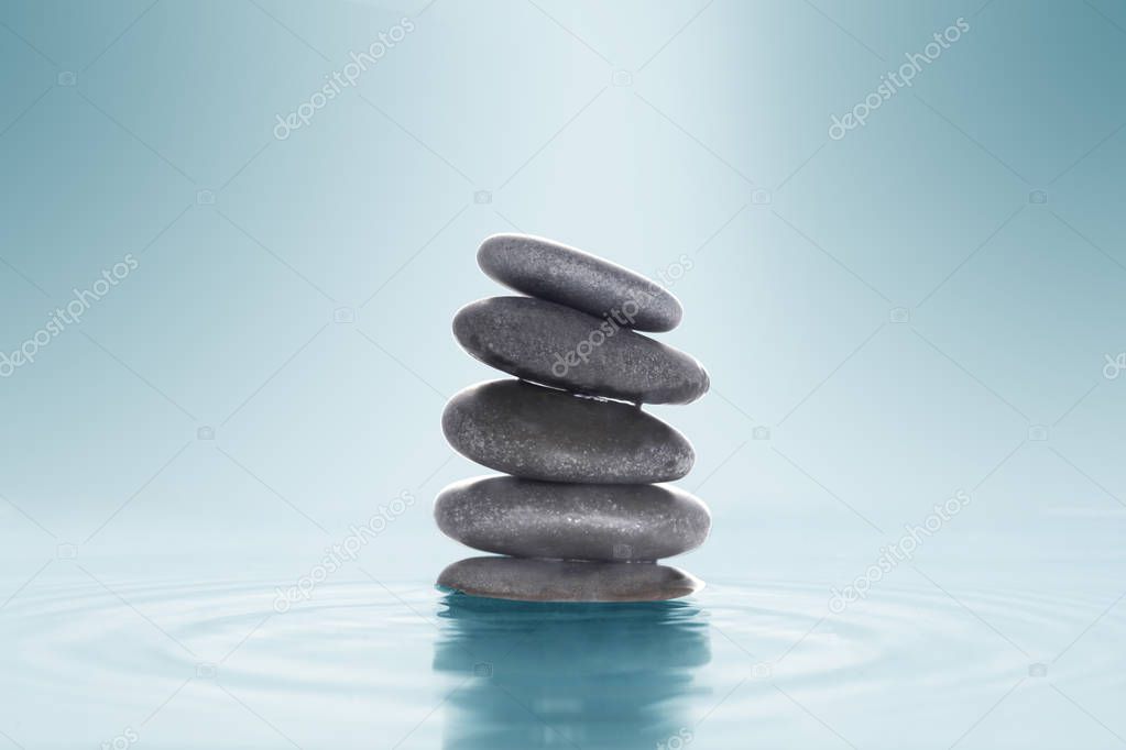 zen stone on the water with copy space for your text