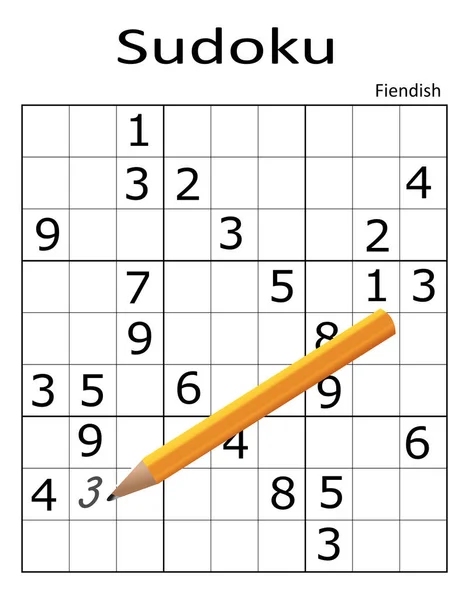 Vector Sudoku rompecabezas con lápiz — Archivo Imágenes Vectoriales