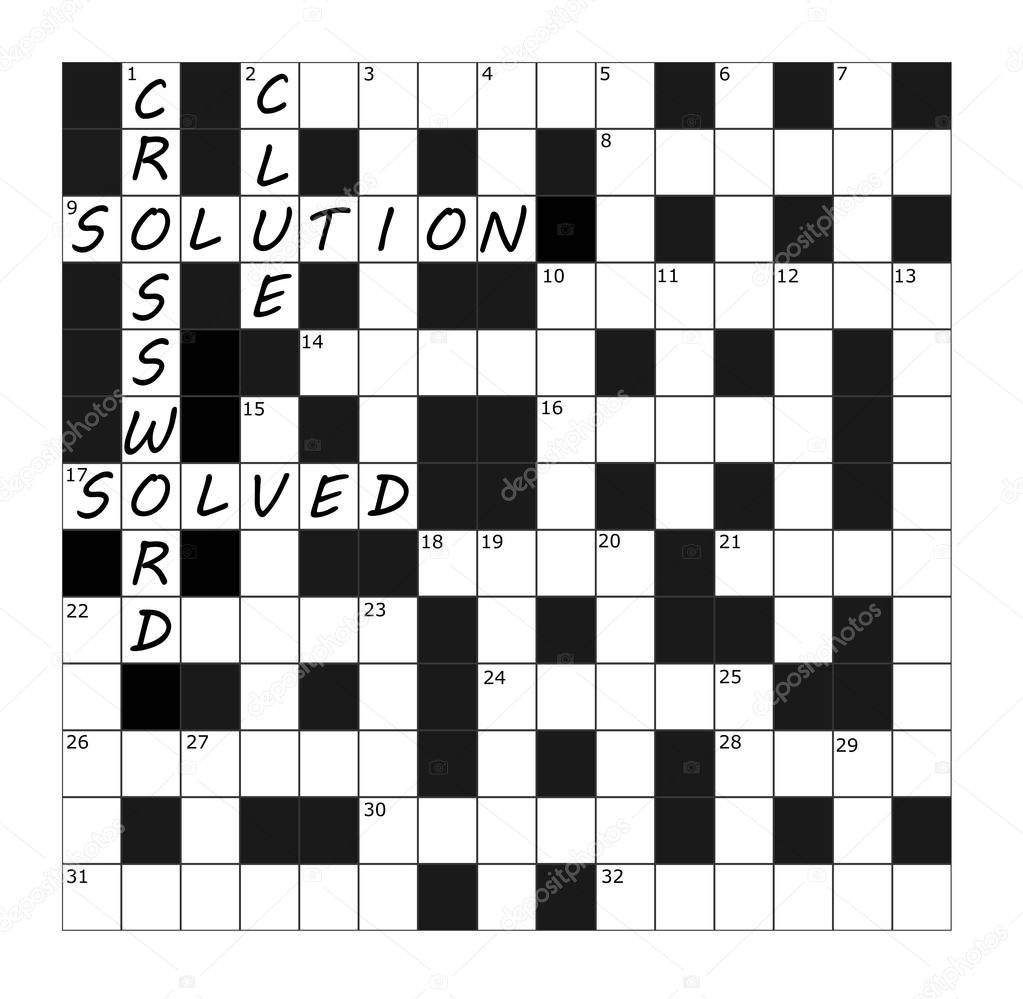 Vector Crossword Grid part completed with words