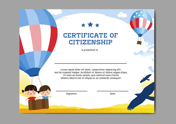 Kolorowe Przedszkole Świadectwo Obywatelstwa Ilustracja — Wektor stockowy