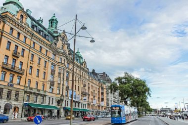 28 Temmuz 2016: Stokholm İsveç'te trafik sokak görünümü.
